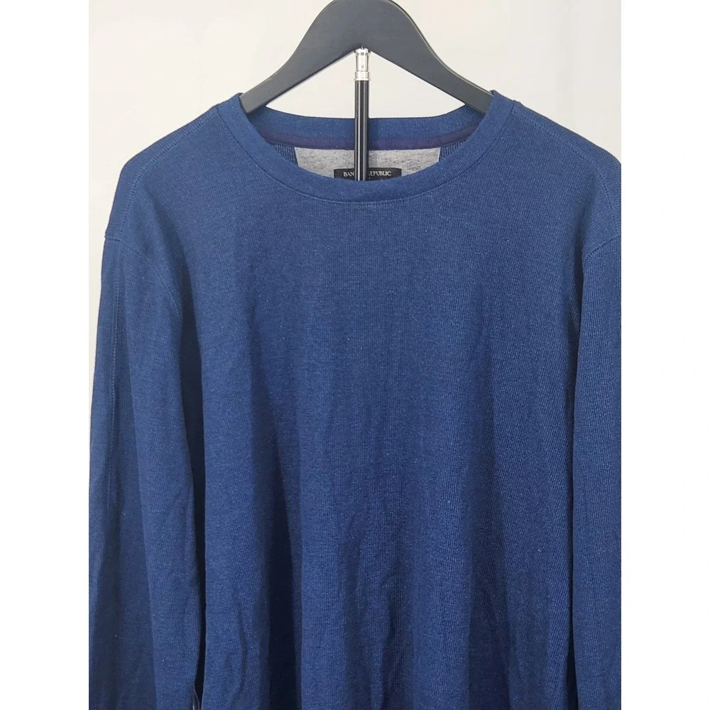Banana Republic Mens XL Blue Long Sleeve Crew Neck Cotton Blend Knit Shirt